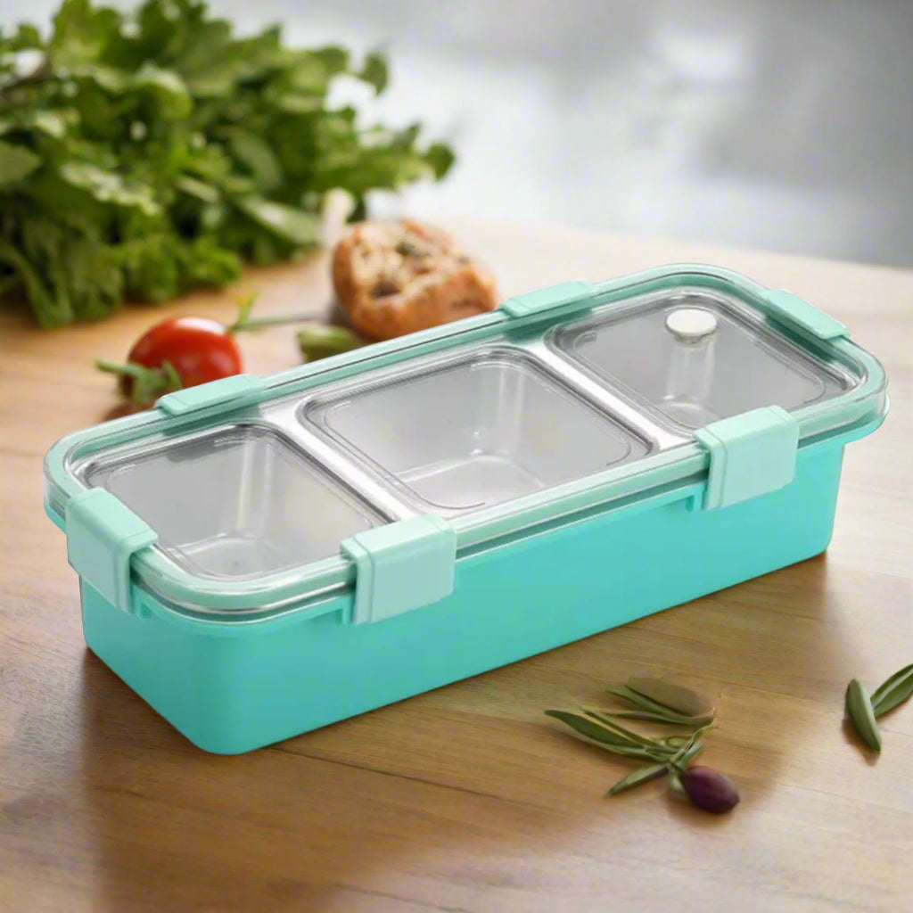 Sleek Stainless Steel Bento Lunch Box (3 Grid)