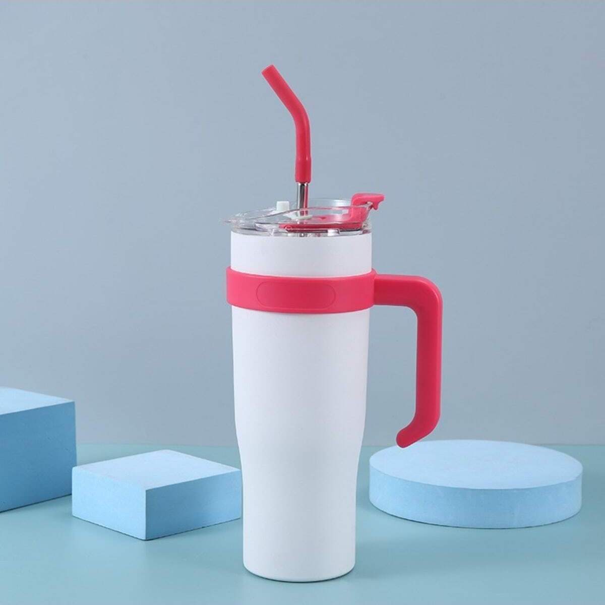 Insulated Coffee Tumblers With Handle And Straw (1200 ML)