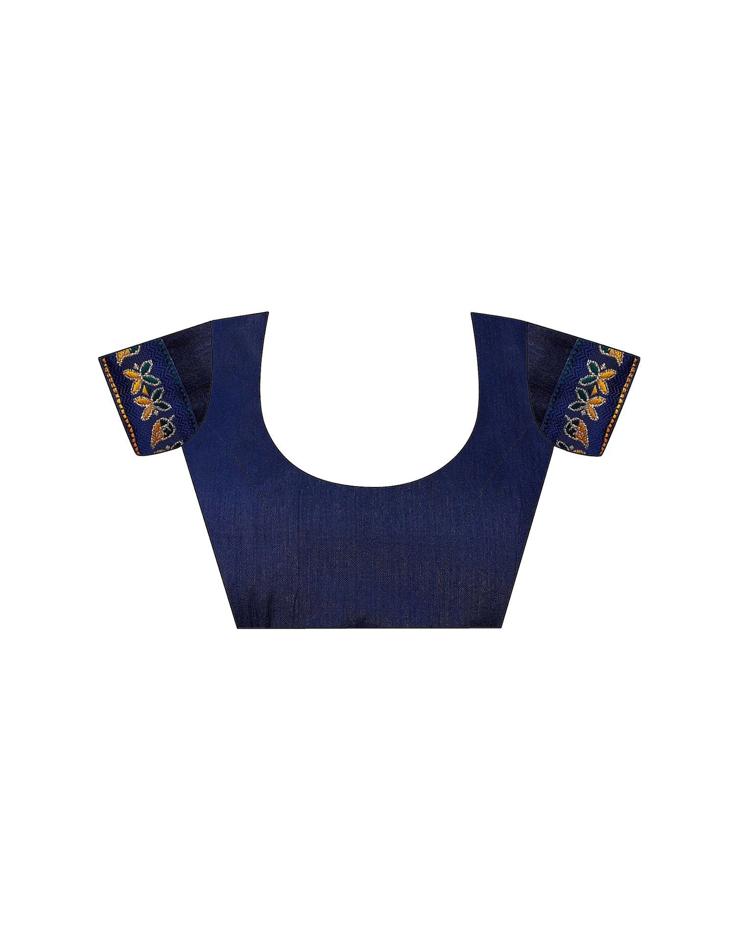 Navy Blue Chiffon Floral Printed Saree