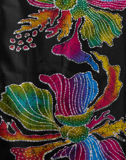 Black Vichitra Silk Printed Saree