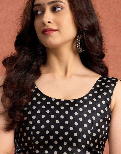 Black Vichitra Silk Printed Saree