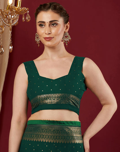 Dark Green Georgette Foil Printed Saree