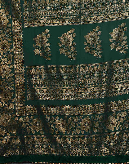 Dark Green Georgette Foil Printed Saree