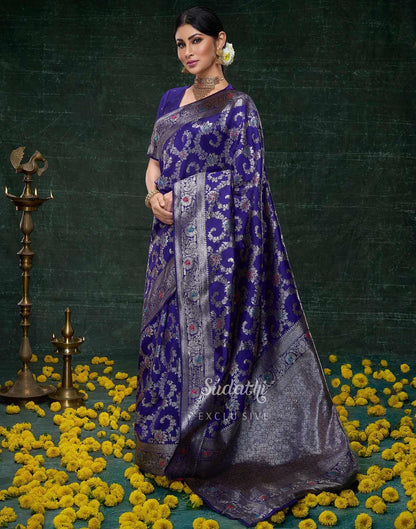 Mouni Roy Blue Kashish Banarasi Saree