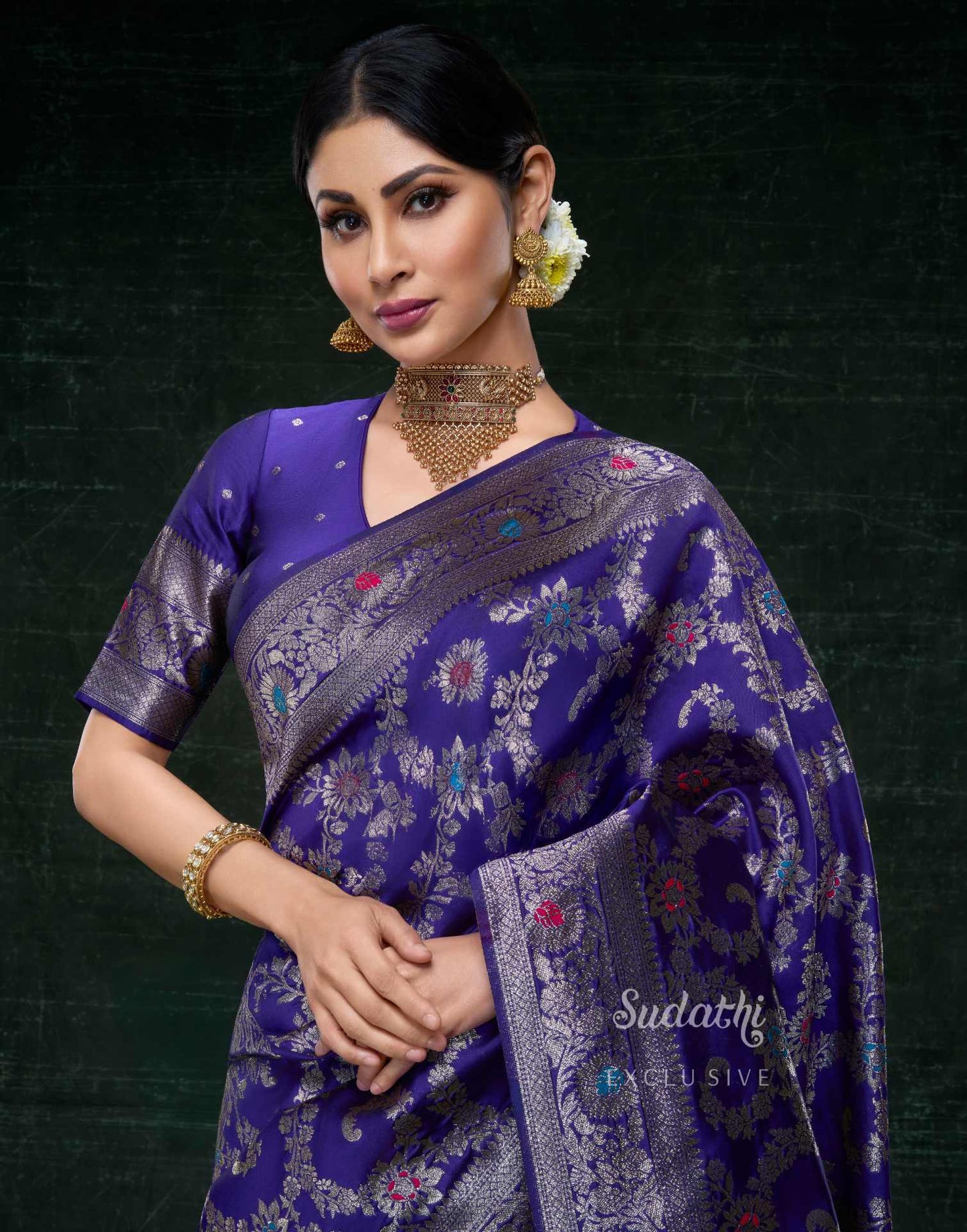Mouni Roy Blue Kashish Banarasi Saree