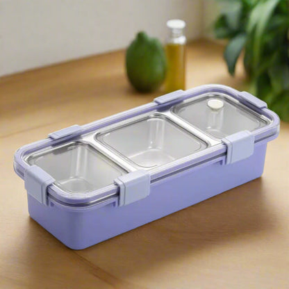 Sleek Stainless Steel Bento Lunch Box (3 Grid)